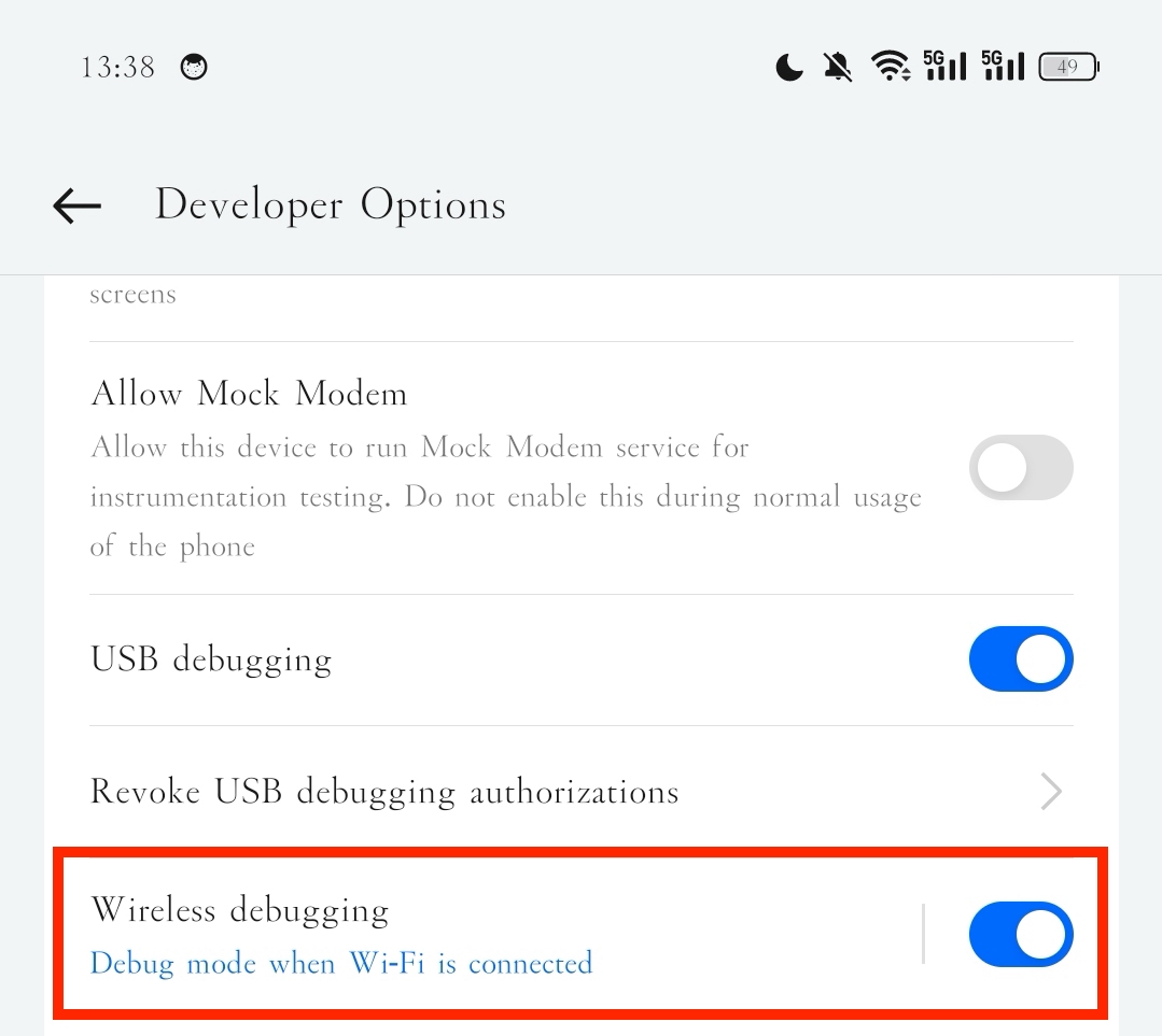 wireless debug